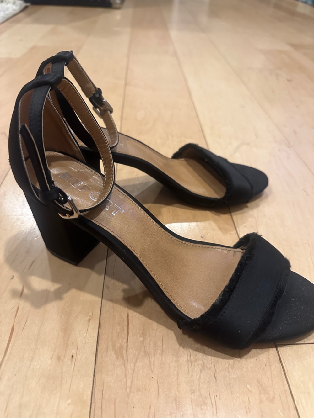 Report Black Ankle-Strap Block Heel Sandals